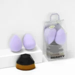 2 + 1 Blending Sponge Plus Powder Brush-Base Makeup Kit- BMS-313 - Image 2