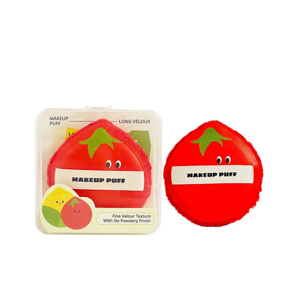 SC-010A-5 Veggie Collection Long Velour Powder Puff (Tomato) - Image 1